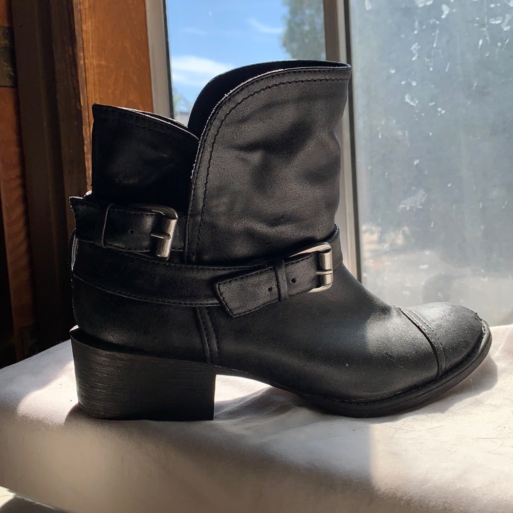 RocketDog Black Leather Buckle Boots
